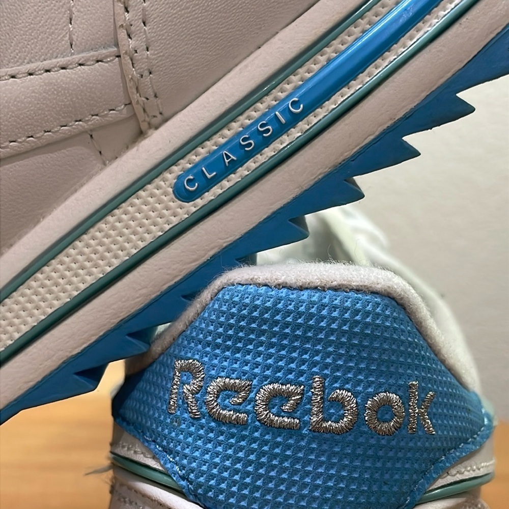 Women's Reebok Classic Running Shoes Sneakers White Blue RB 503 Size 8.5 - Picture 15 of 16